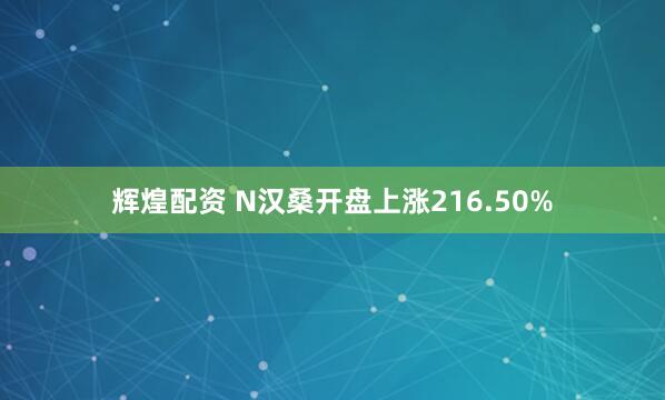 辉煌配资 N汉桑开盘上涨216.50%